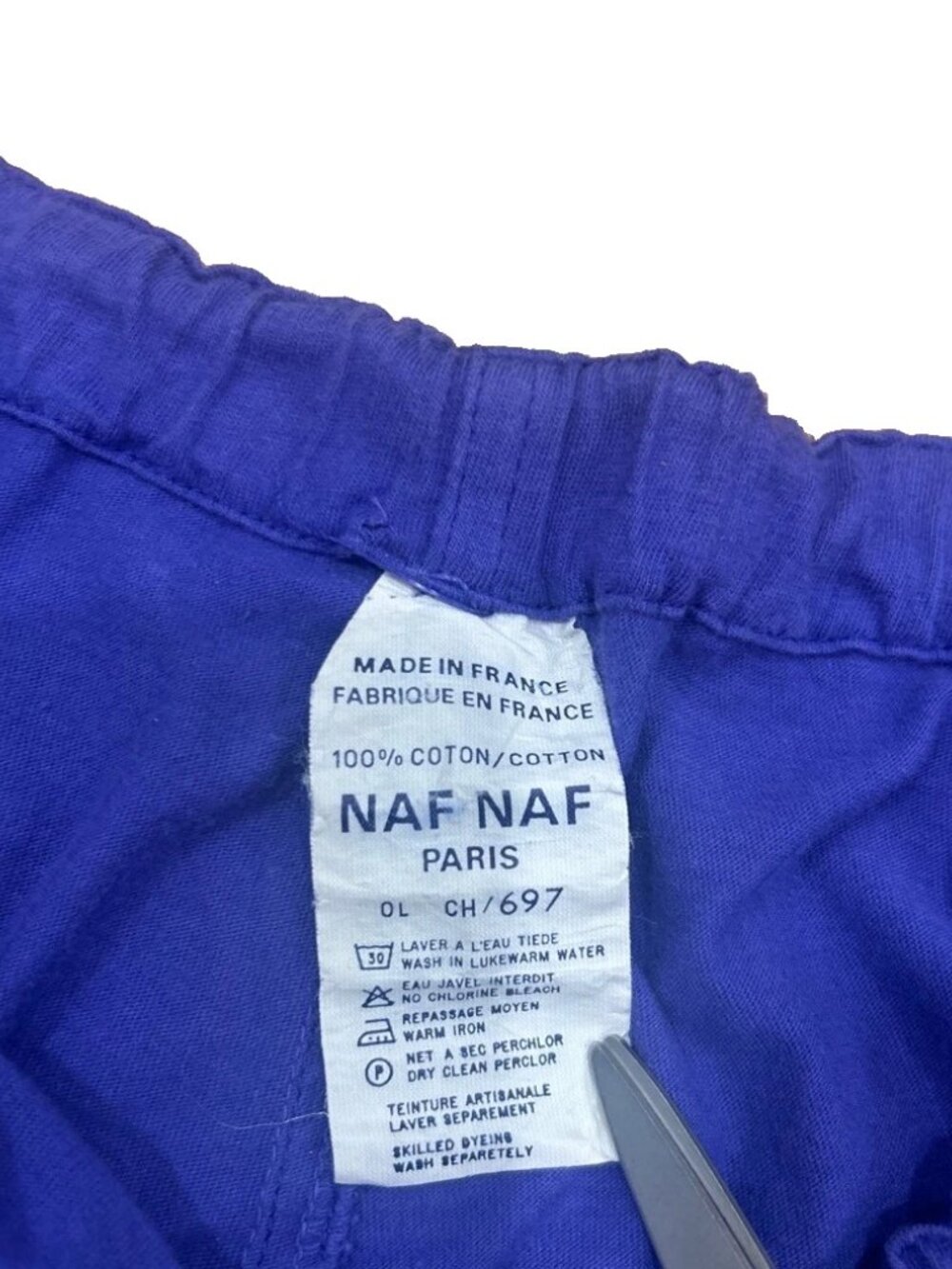 VTG Naf Naf Paris Shirt Shorts Set Purple Women's Button Embroidered France 90s - Picture 10 of 16